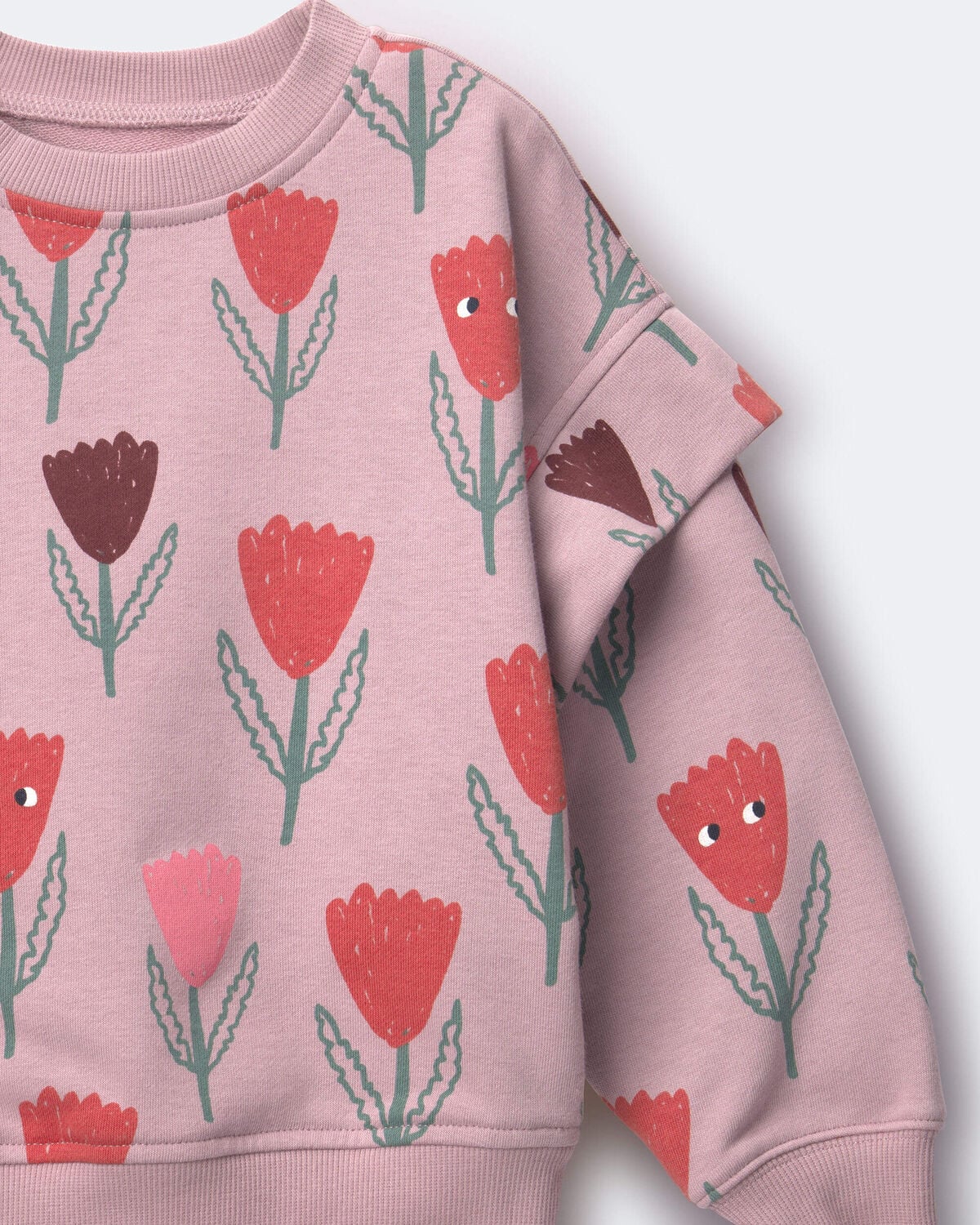 Toddler Girl Double Layer Pullover Sweatshirt in Tulip Print - Mauve - Image 5