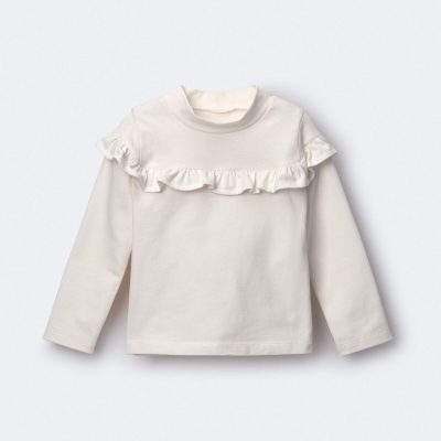 Toddler Girl Mock Neck Ruffle Top - Cream