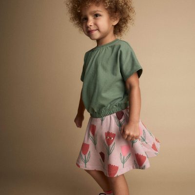 Toddler Girl Skirt in Tulip Print - Mauve
