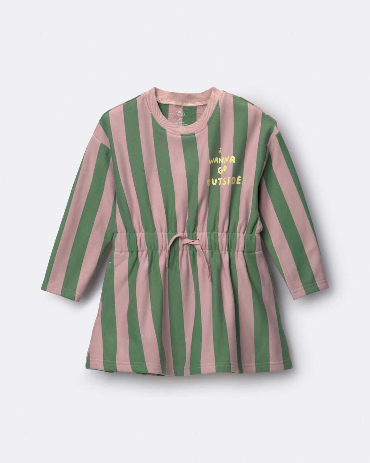 Toddler Girl Tie-Front Dress in Stripes - Mauve
