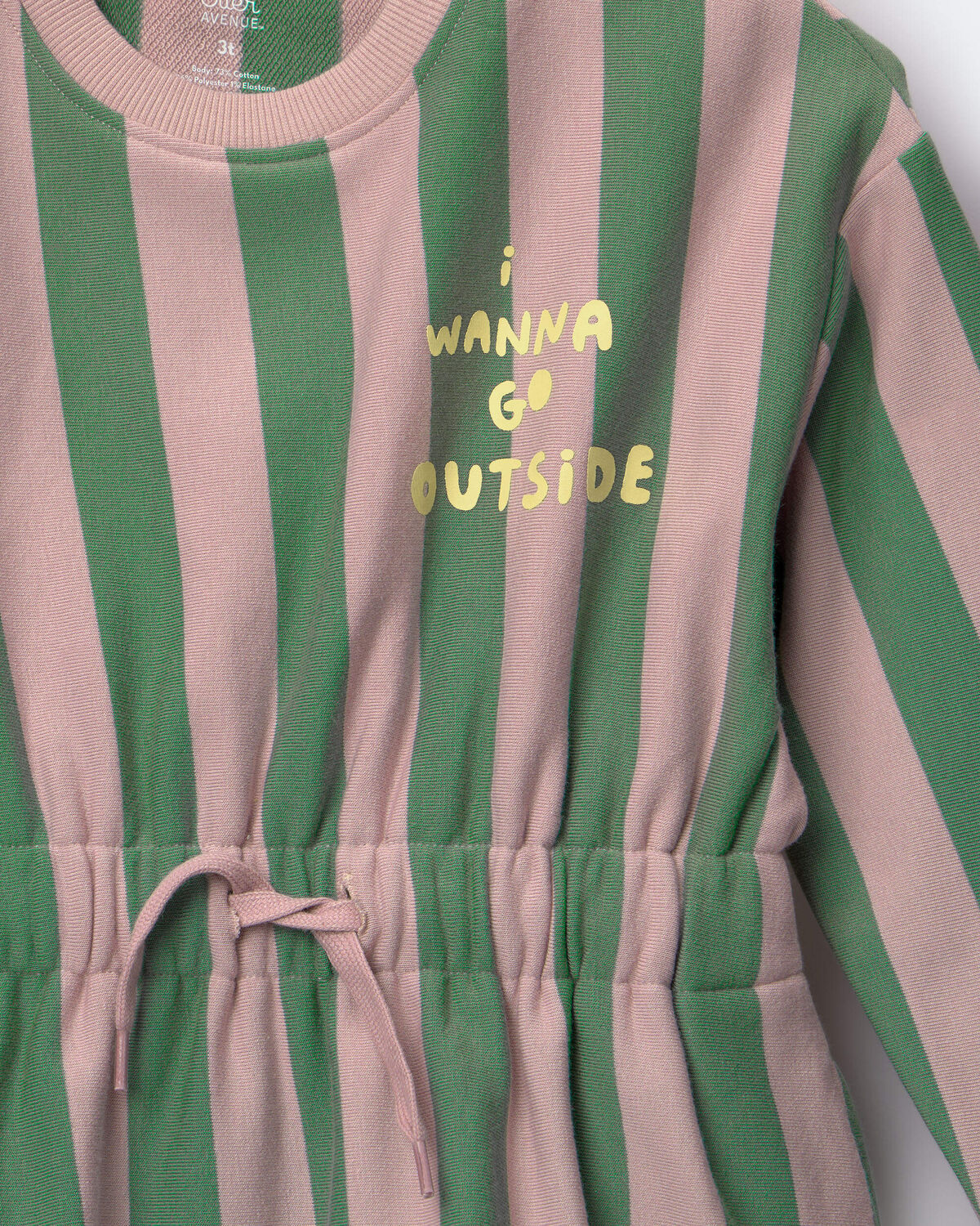 Toddler Girl Tie-Front Dress in Stripes - Mauve - Image 2