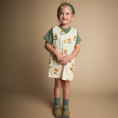 Toddler Girl Otter Pocket Jumper in Floral Print - Cream