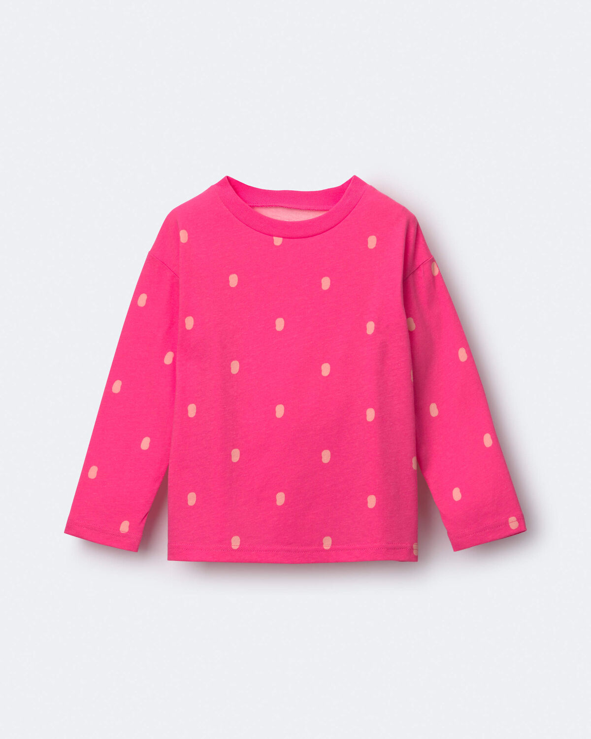 Toddler Girl Long-Sleeve Relaxed Tee in Polka Dot Print - Pink