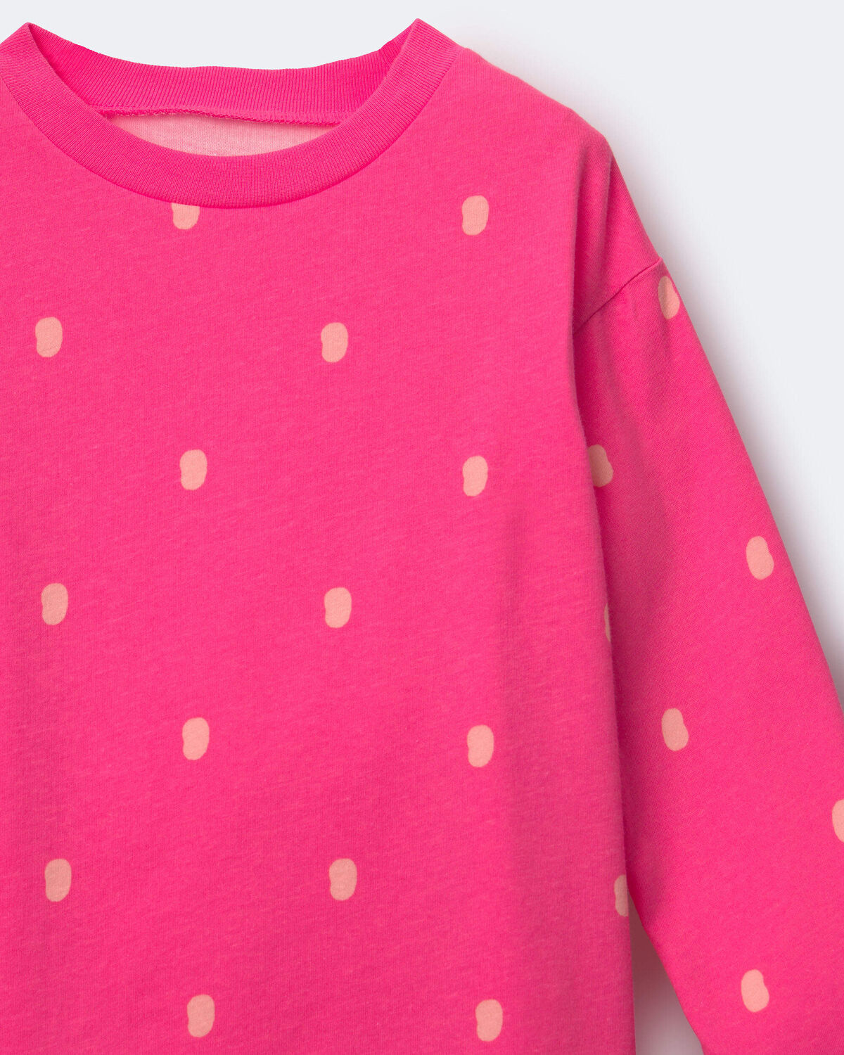 Toddler Girl Long-Sleeve Relaxed Tee in Polka Dot Print - Pink - Image 2