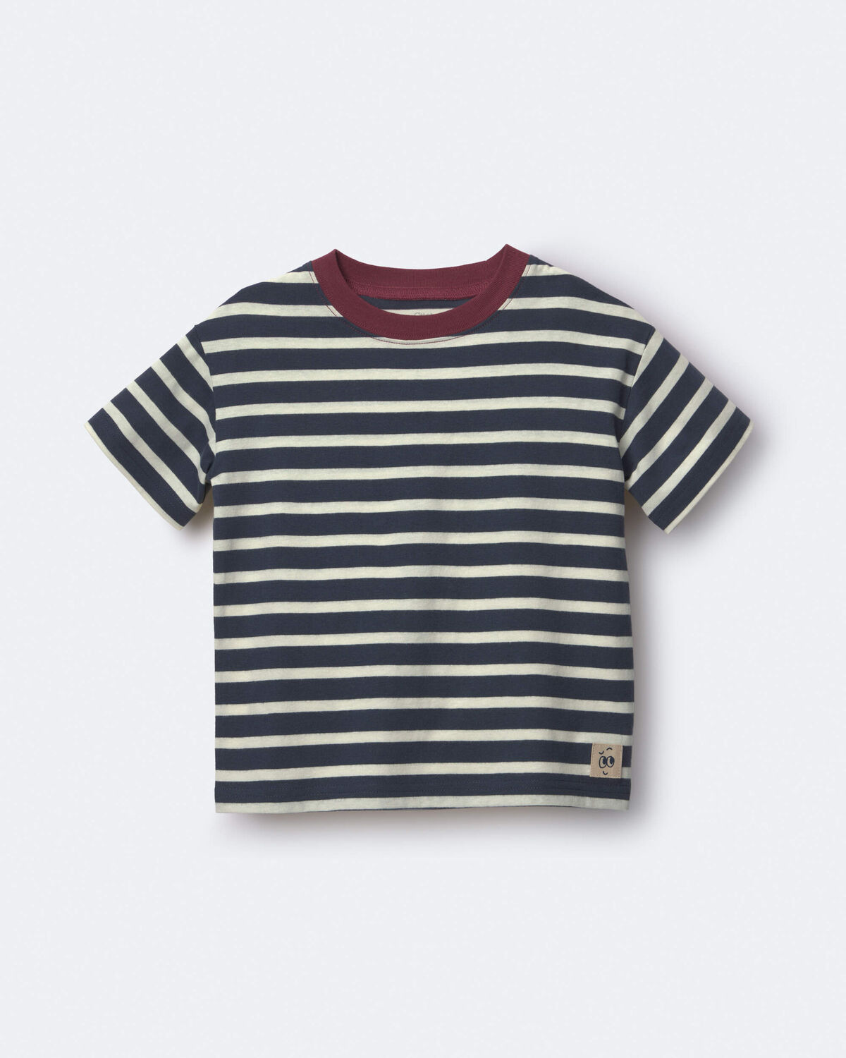 Toddler Relaxed Tee in Stripes - Navy/Burgundy - Image 2