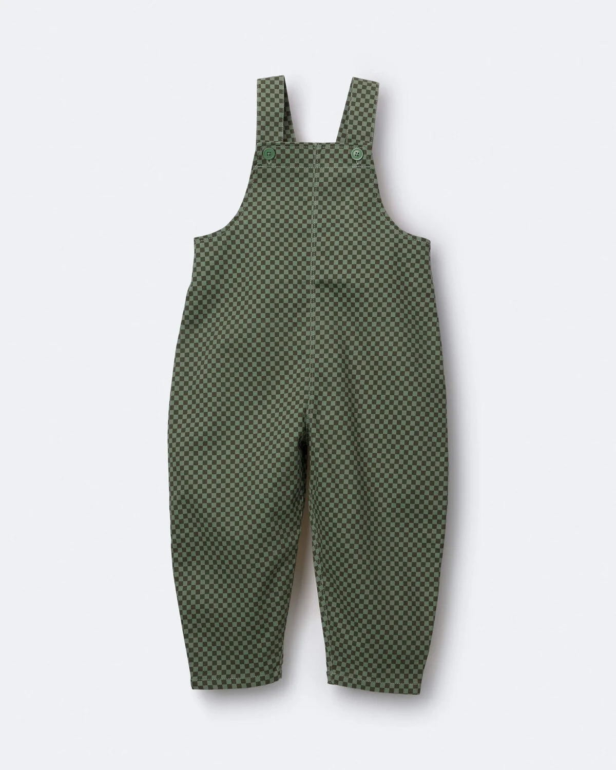 Toddler Checkered Overalls - Olive