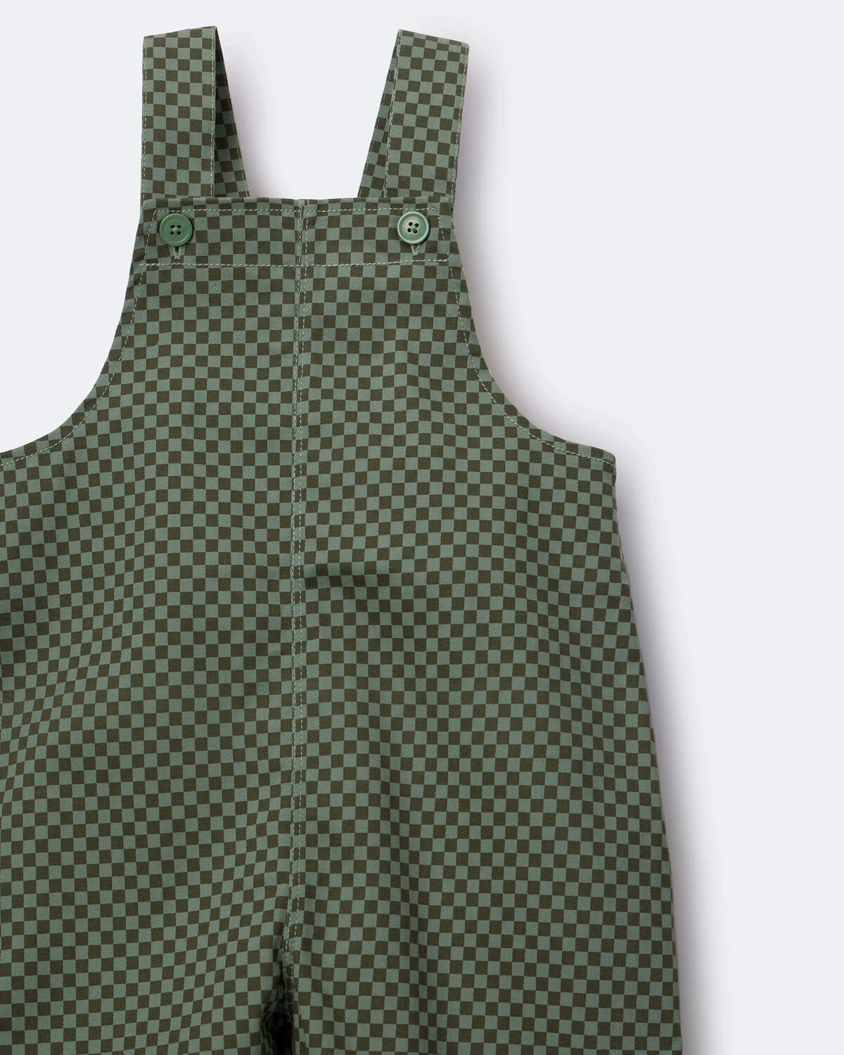 Toddler Checkered Overalls - Olive - Image 2