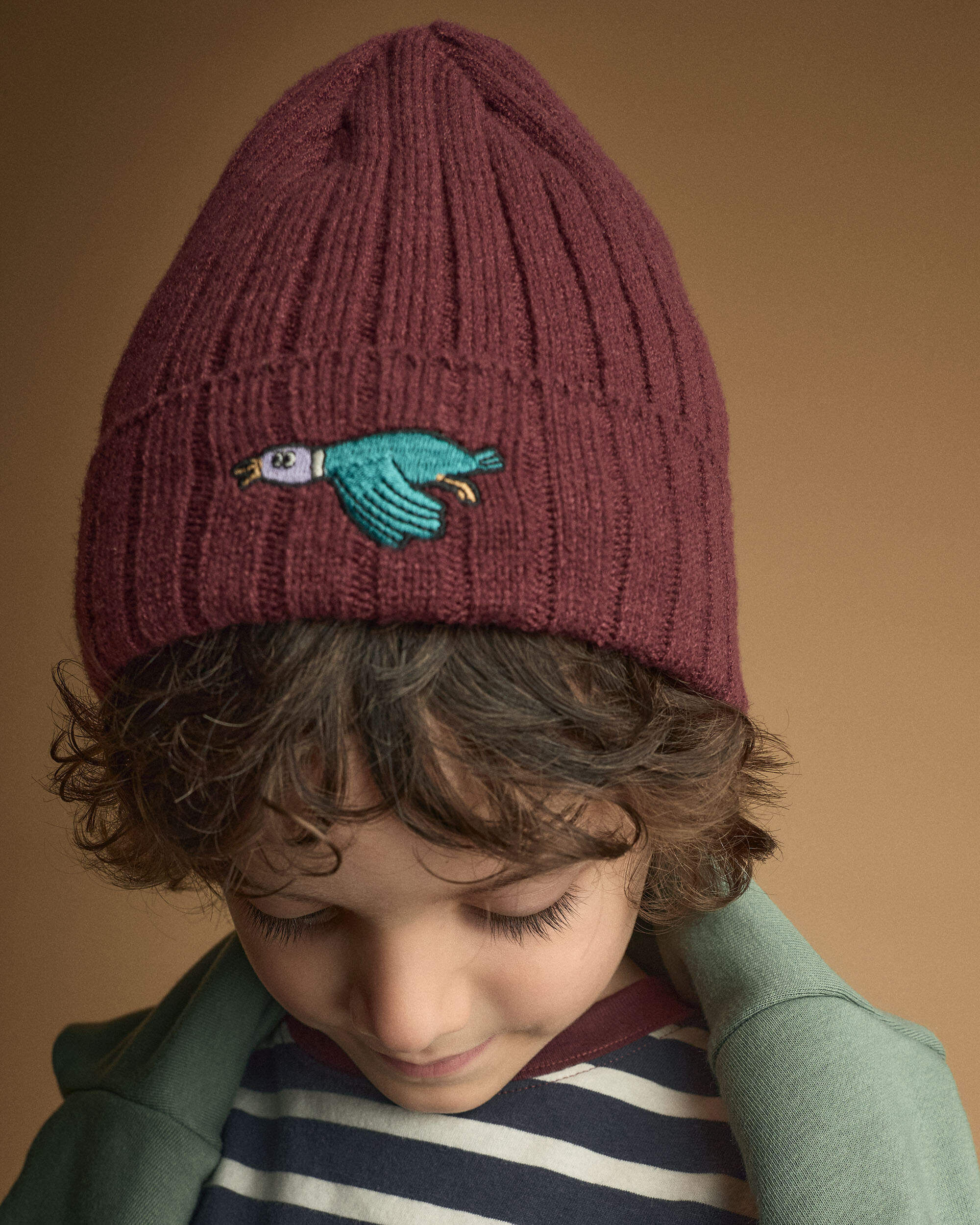 Toddler Duck Beanie - Burgundy - Image 6