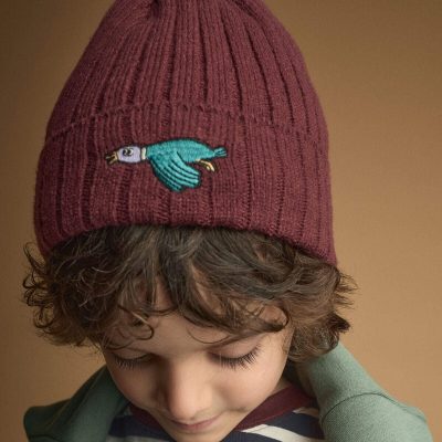 Toddler Duck Beanie - Burgundy