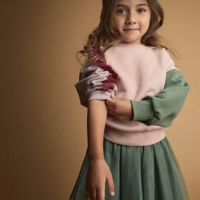 Toddler Girl Colorblock Pullover Sweatshirt - Light Pink/Mauve/Olive