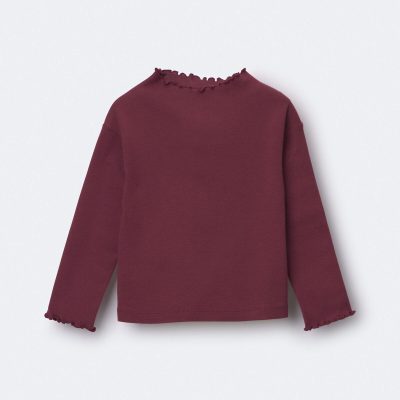 Toddler Girl Mock Neck Ruffle Long-Sleeve Top - Burgundy
