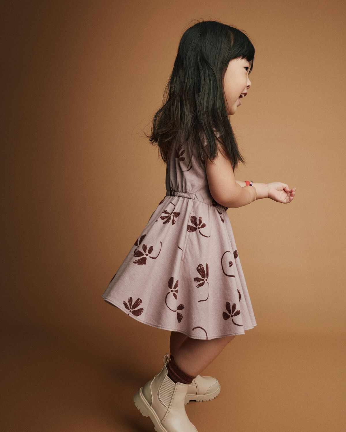 Toddler Girl Avenue Twirl™ Dress in Floral Print - Mauve - Image 4