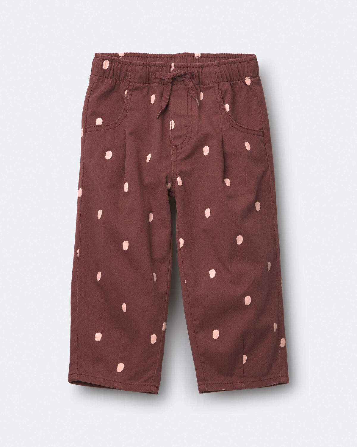 Toddler Girl Pleated Pants in Polka Dots - Burgundy - Image 2