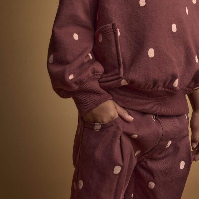 Toddler Girl Pleated Pants in Polka Dots - Burgundy