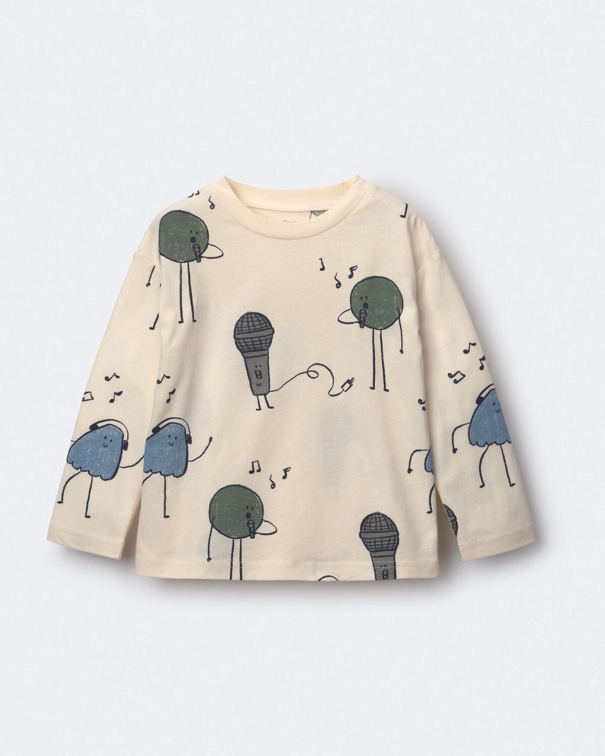 Toddler Long-Sleeve Relaxed Graphic Tee in Music Squish - Cream
