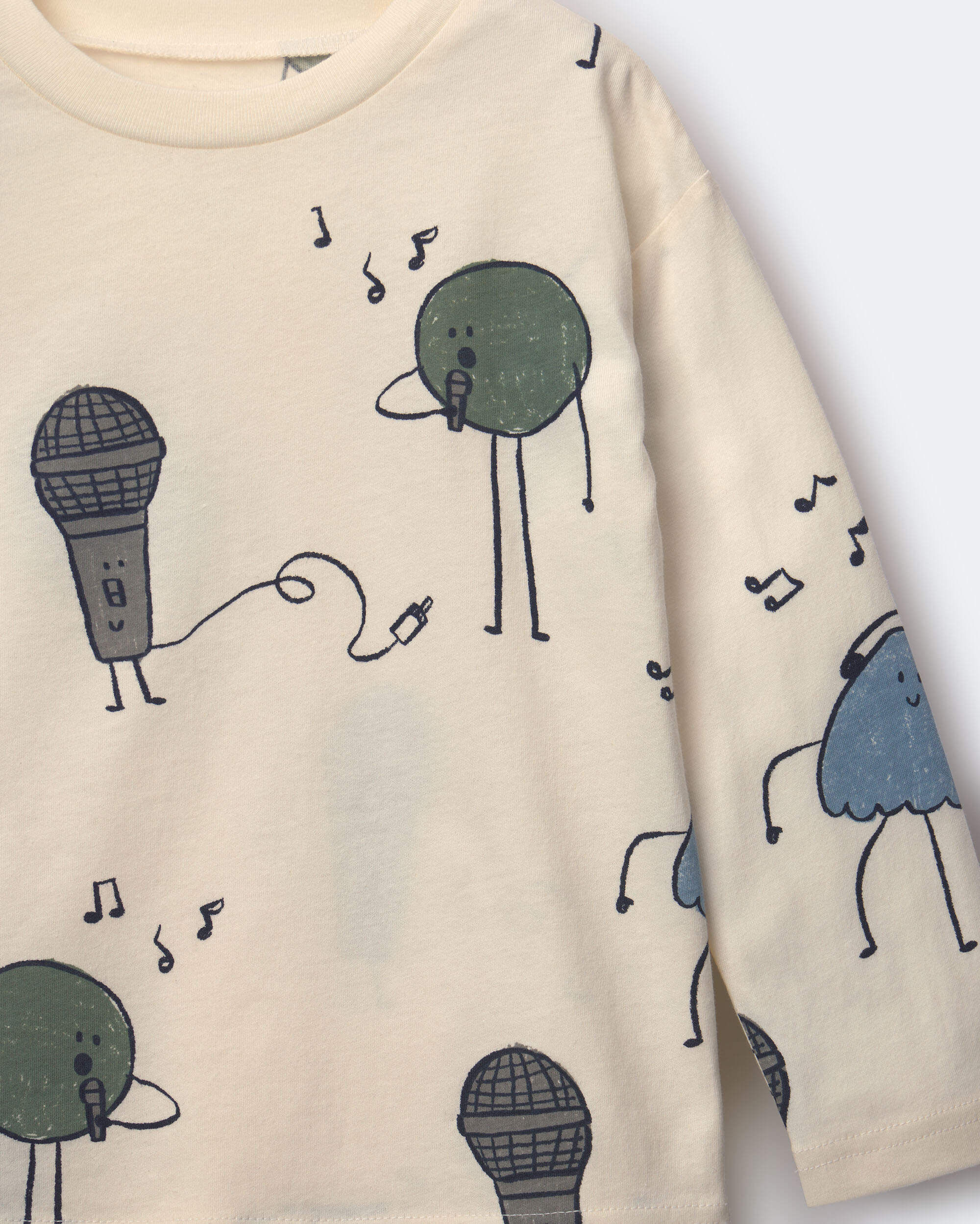 Toddler Long-Sleeve Relaxed Graphic Tee in Music Squish - Cream - Image 3
