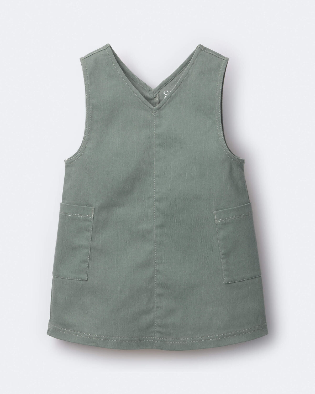 Toddler Girl Otter Pocket Denim Jumper - Olive - Image 2