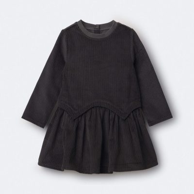 Toddler Girl Long-Sleeve Drop-Waist Dress - Dark Grey