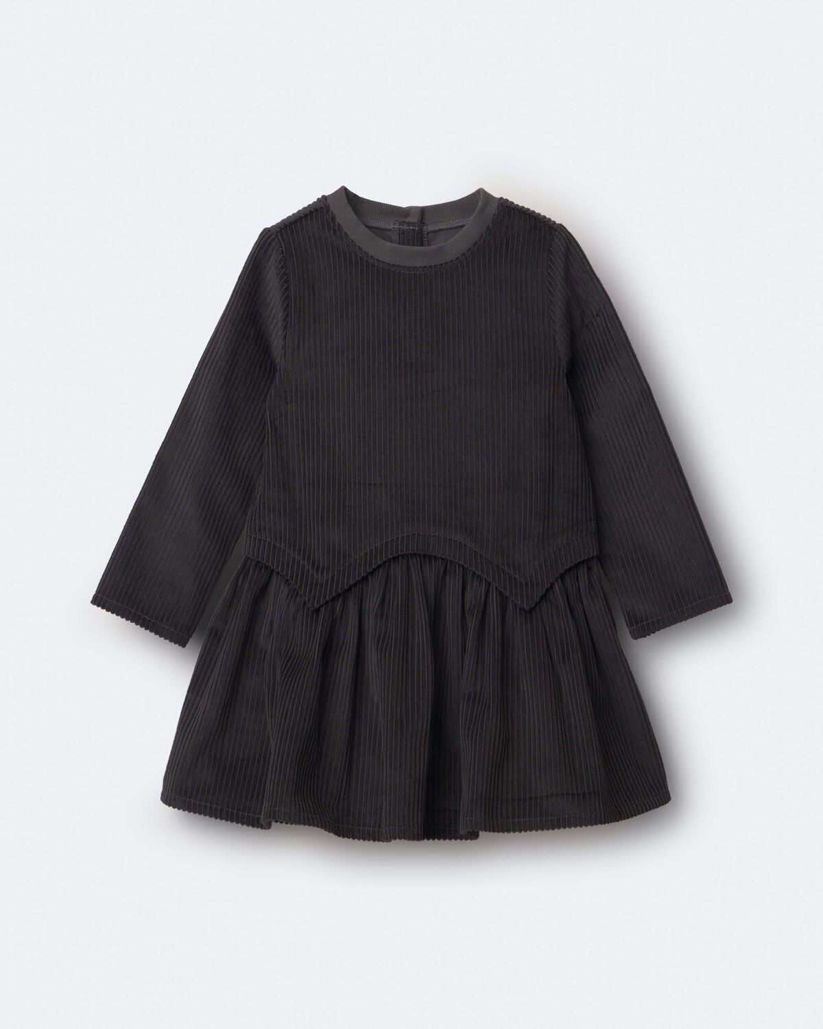 Toddler Girl Long-Sleeve Drop-Waist Dress - Dark Grey