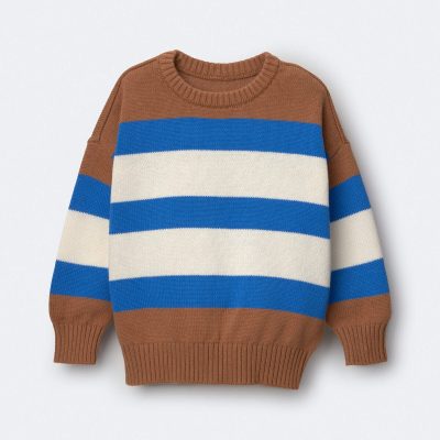 Toddler Relaxed Sweater in Stripes - Brown