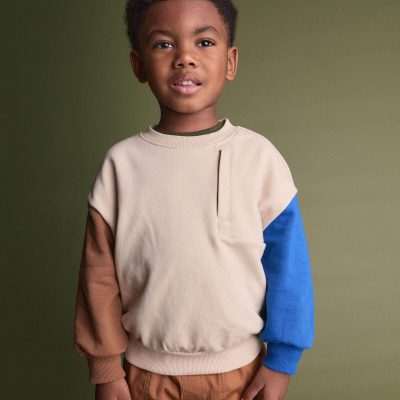 Toddler Boy Colorblock Pullover Sweatshirt - Khaki