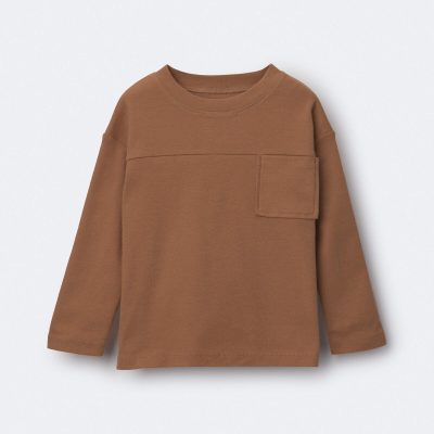 Toddler Ribbed Long-Sleeve Pocket Tee - Brown