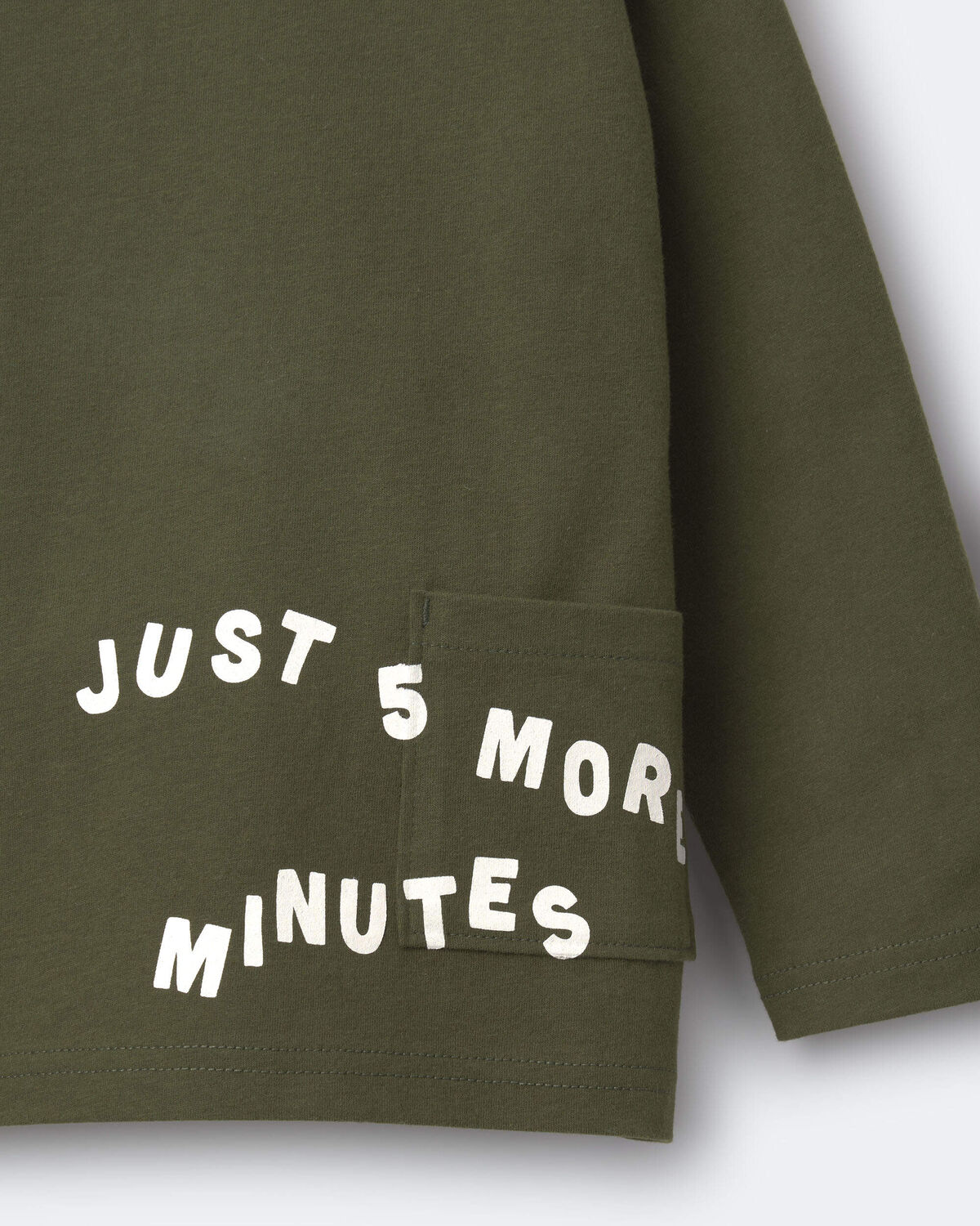 Toddler 'Just 5 More Minutes' Long-Sleeve Relaxed Graphic Tee - Olive - Image 5