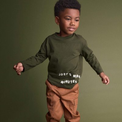 Toddler 'Just 5 More Minutes' Long-Sleeve Relaxed Graphic Tee - Olive