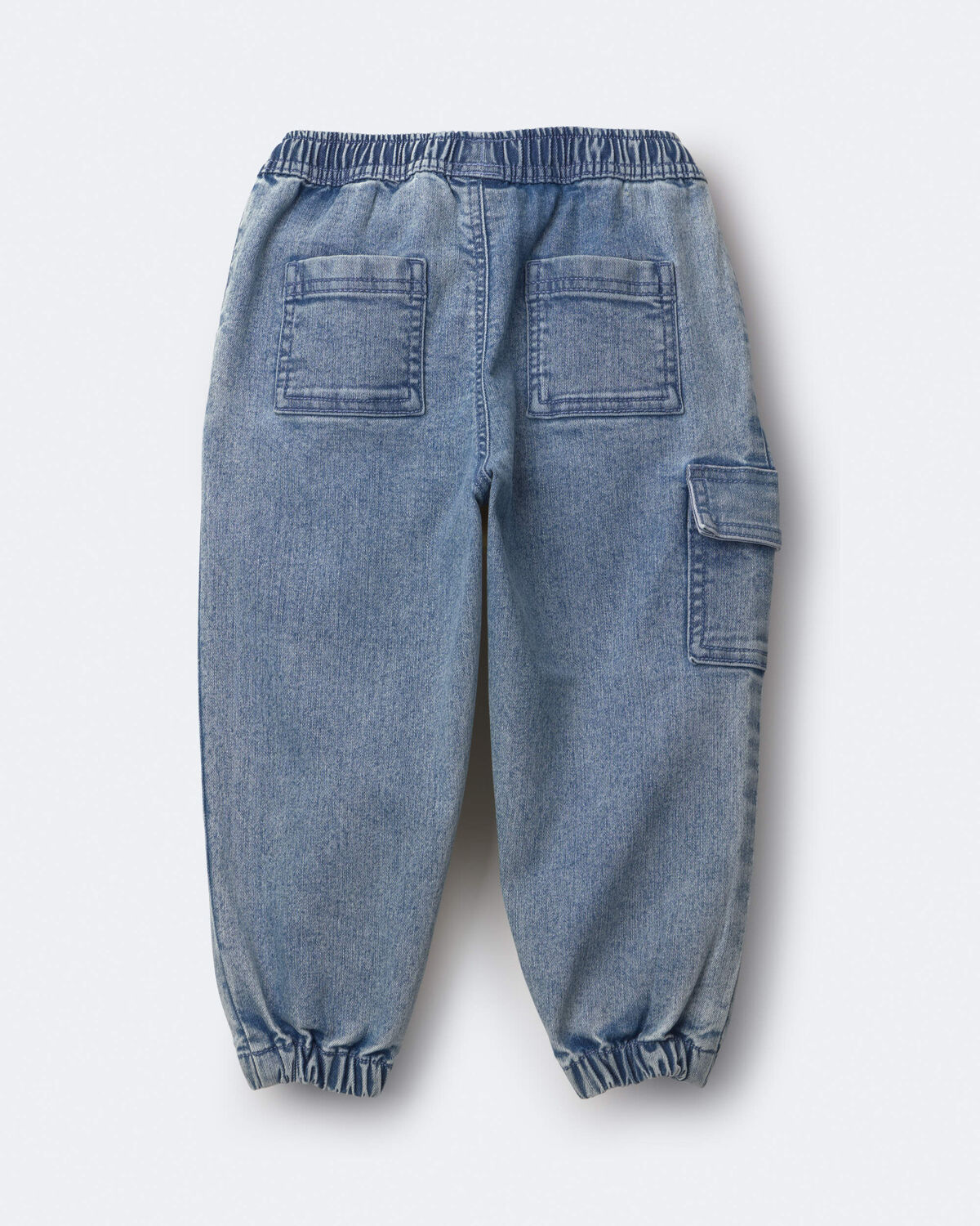 Toddler Denim Cargo Joggers in Avenue Wash - Blue - Image 6