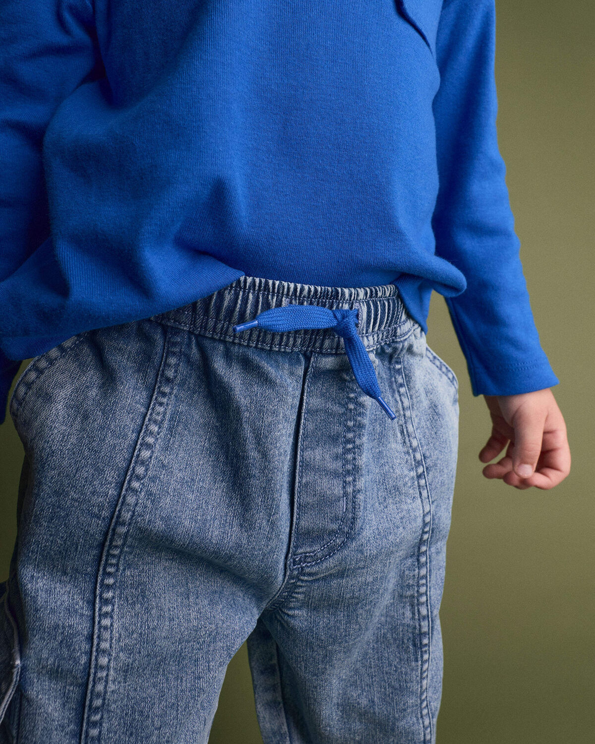 Toddler Denim Cargo Joggers in Avenue Wash - Blue - Image 3
