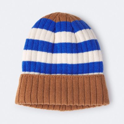 Toddler Striped Beanie - Brown/Blue/White