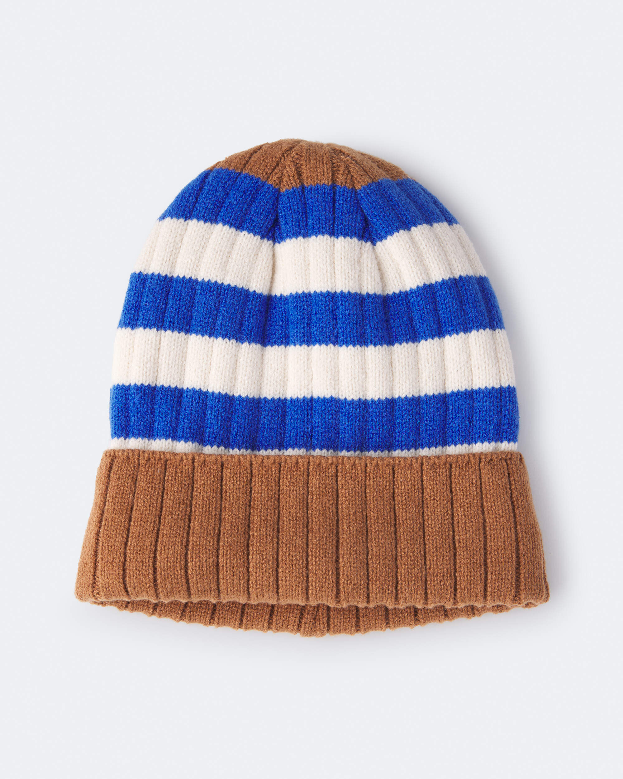Toddler Striped Beanie - Brown/Blue/White - Image 4