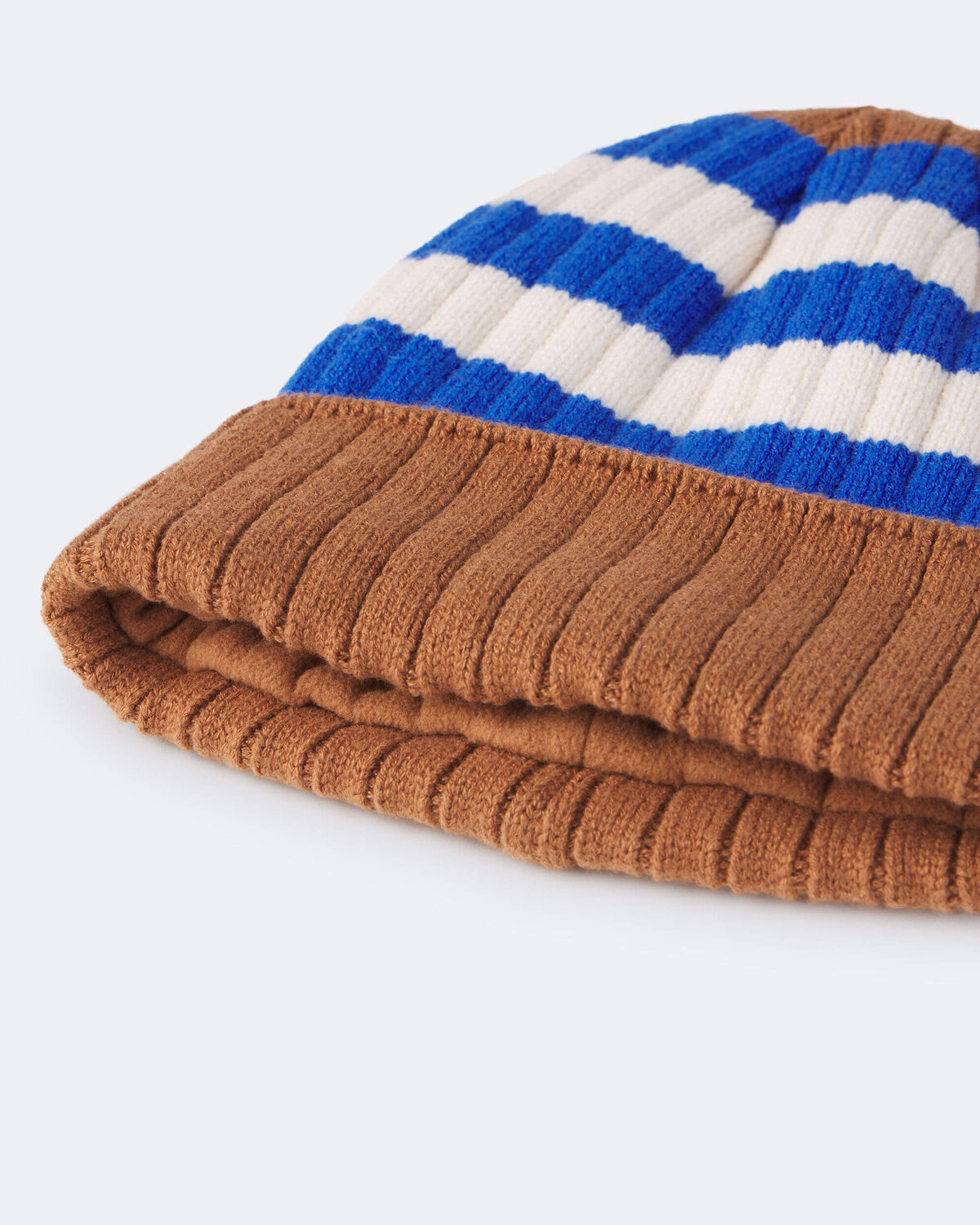 Toddler Striped Beanie - Brown/Blue/White - Image 3