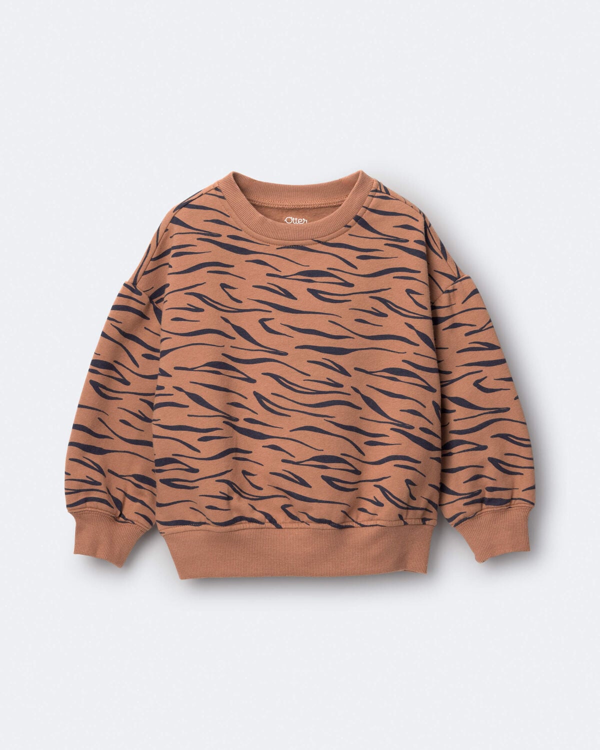 Toddler Balloon-Sleeve Pullover Sweatshirt in Tiger Print - Brown - Image 2