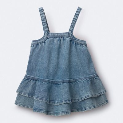 Toddler Girl Ruffle Denim Skirtall in Avenue Wash - Blue