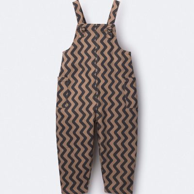 Toddler Chevron Knot-Tie Overalls - Tan