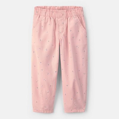 Toddler Girl Floral Twill Pull-On Pants - Pink