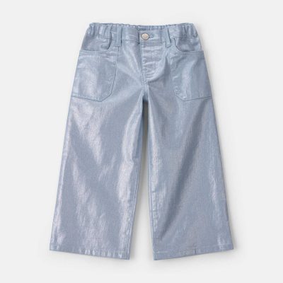 Toddler Girl Metallic Wide-Leg Pants - Silver