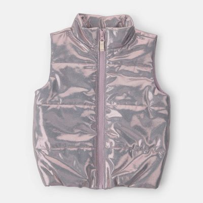 Toddler Girl Metallic Vest - Pink