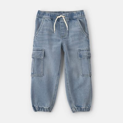 Toddler Boy Denim Cargo Joggers - Light Wash