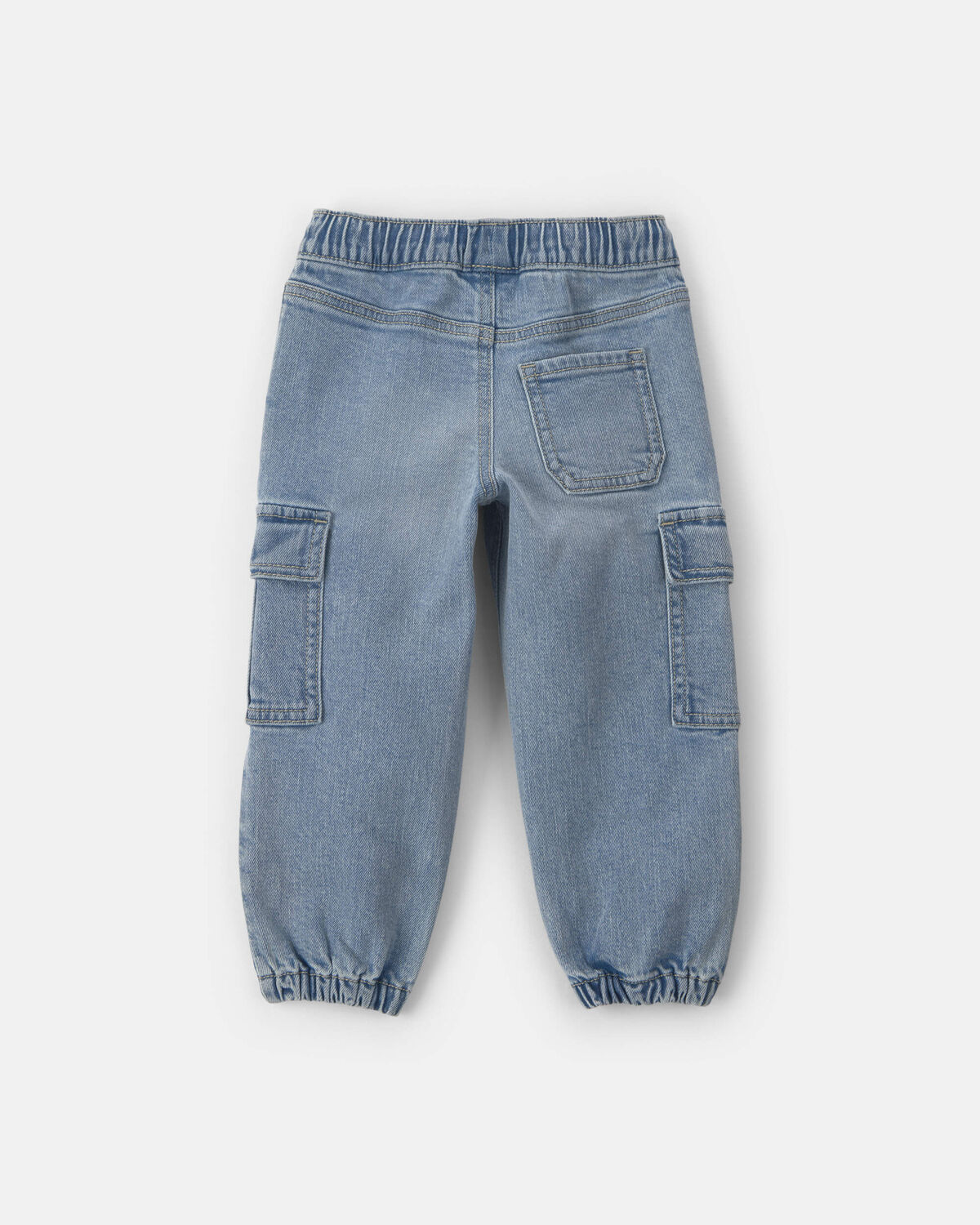 Toddler Boy Denim Cargo Joggers - Light Wash - Image 2