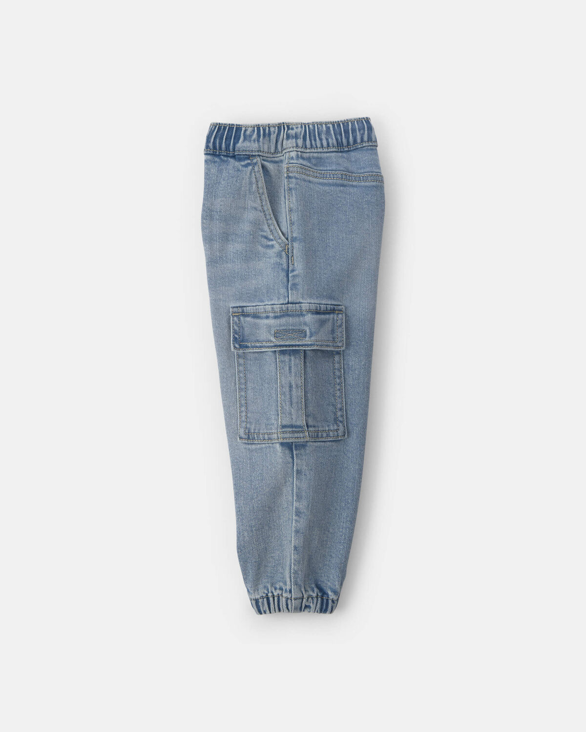 Toddler Boy Denim Cargo Joggers - Light Wash - Image 3