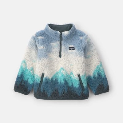 Toddler Boy Mountainscape Quarter-Zip Pullover Sweatshirt - Blue/Grey