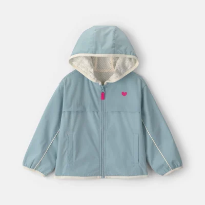 Toddler Girl Heart Zip-Up Hoodie - Blue