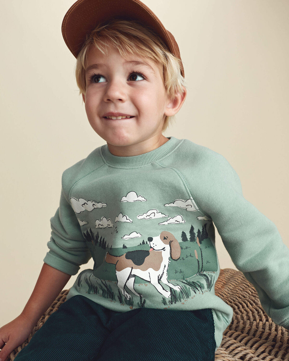 Toddler Boy Dog Fleece Pullover Sweatshirt - Green - Image 3