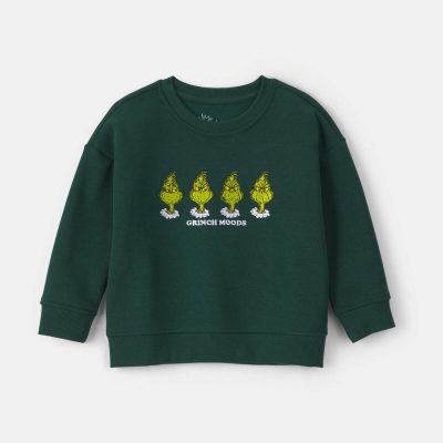 Toddler Boy Dr. Seuss™ The Grinch Embroidered Christmas Fleece Pullover Sweatshirt - Green