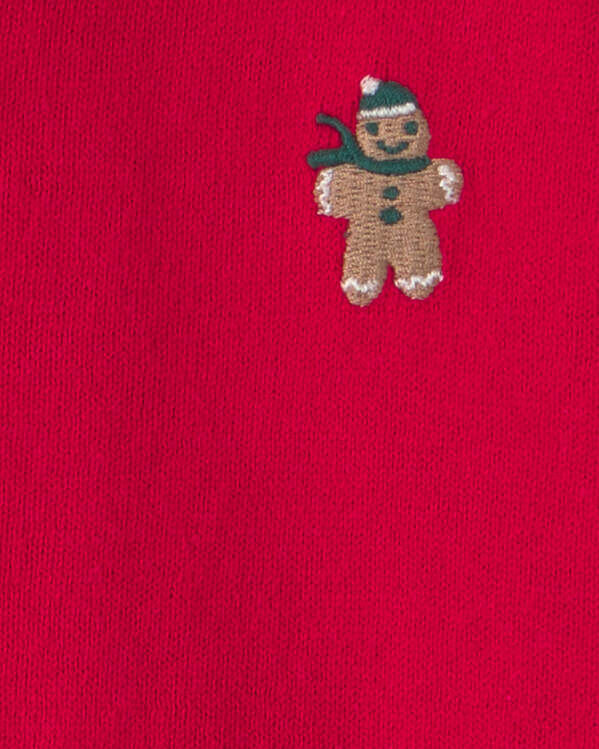 Toddler Boy Gingerbread Polo Sweater - Red - Image 3