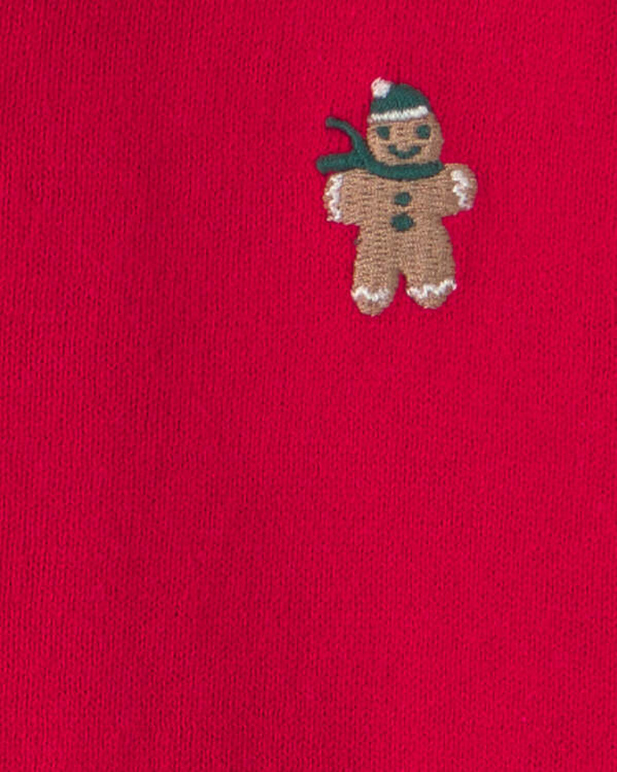 Toddler Boy Gingerbread Polo Sweater - Red - Image 2