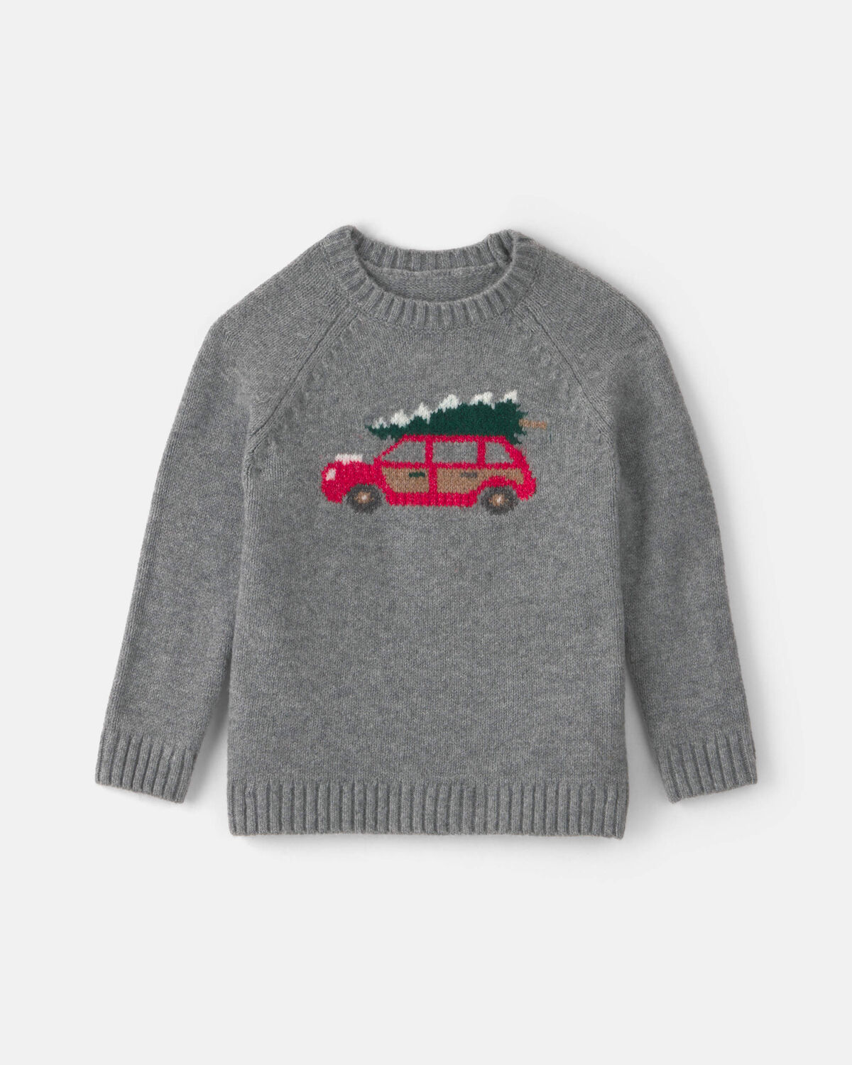 Toddler Boy Christmas Car Sweater - Grey