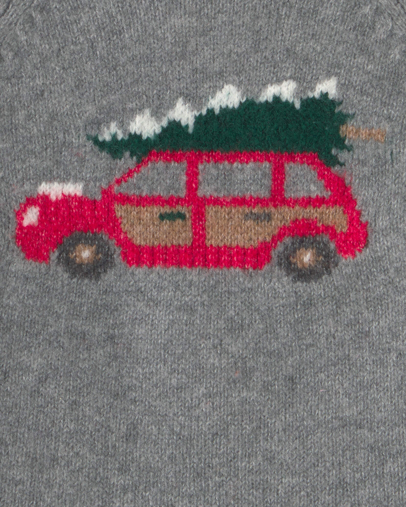 Toddler Boy Christmas Car Sweater - Grey - Image 3